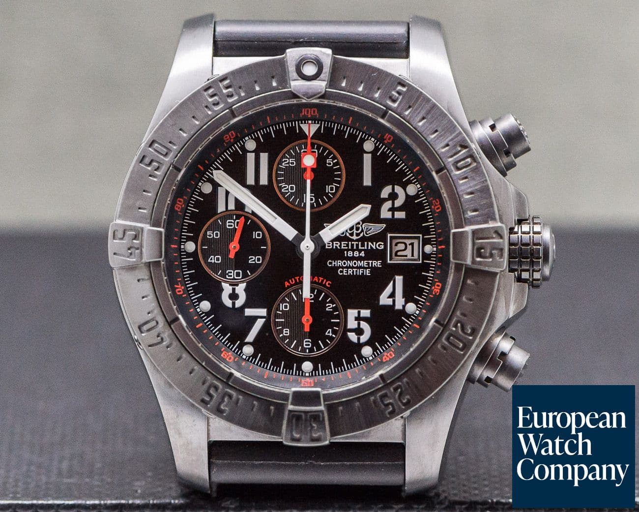 Image of Breitling Avenger Skyland "Black Steel" SS DLC / Rubber