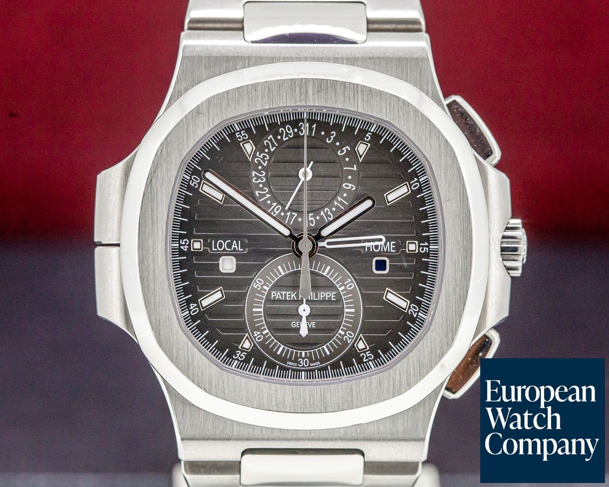 Image of Patek Philippe Nautilus Travel Time Chronograph Grey Dial SS FULL SET