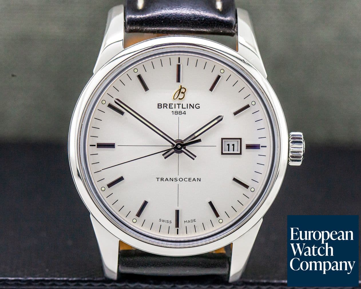 Image of Breitling Transocean Automatic SS / Leather Silver Dial