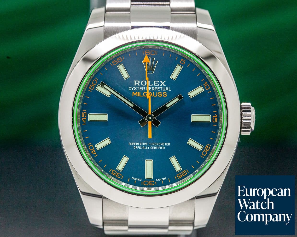 Image of Rolex Milgauss Blue Dial Green Crystal 
