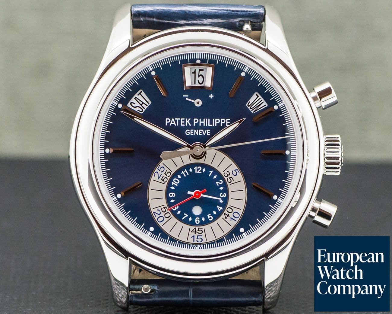 Image of Patek Philippe Annual Calendar Chronograph Platinum Blue Dial 
