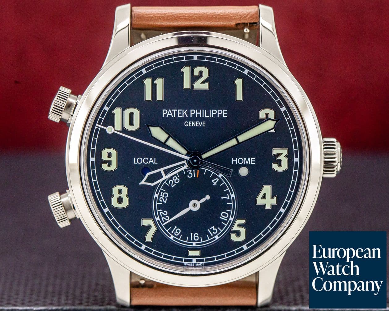 Image of Patek Philippe Calatrava Pilot Travel Time 18k White Gold UNWORN  