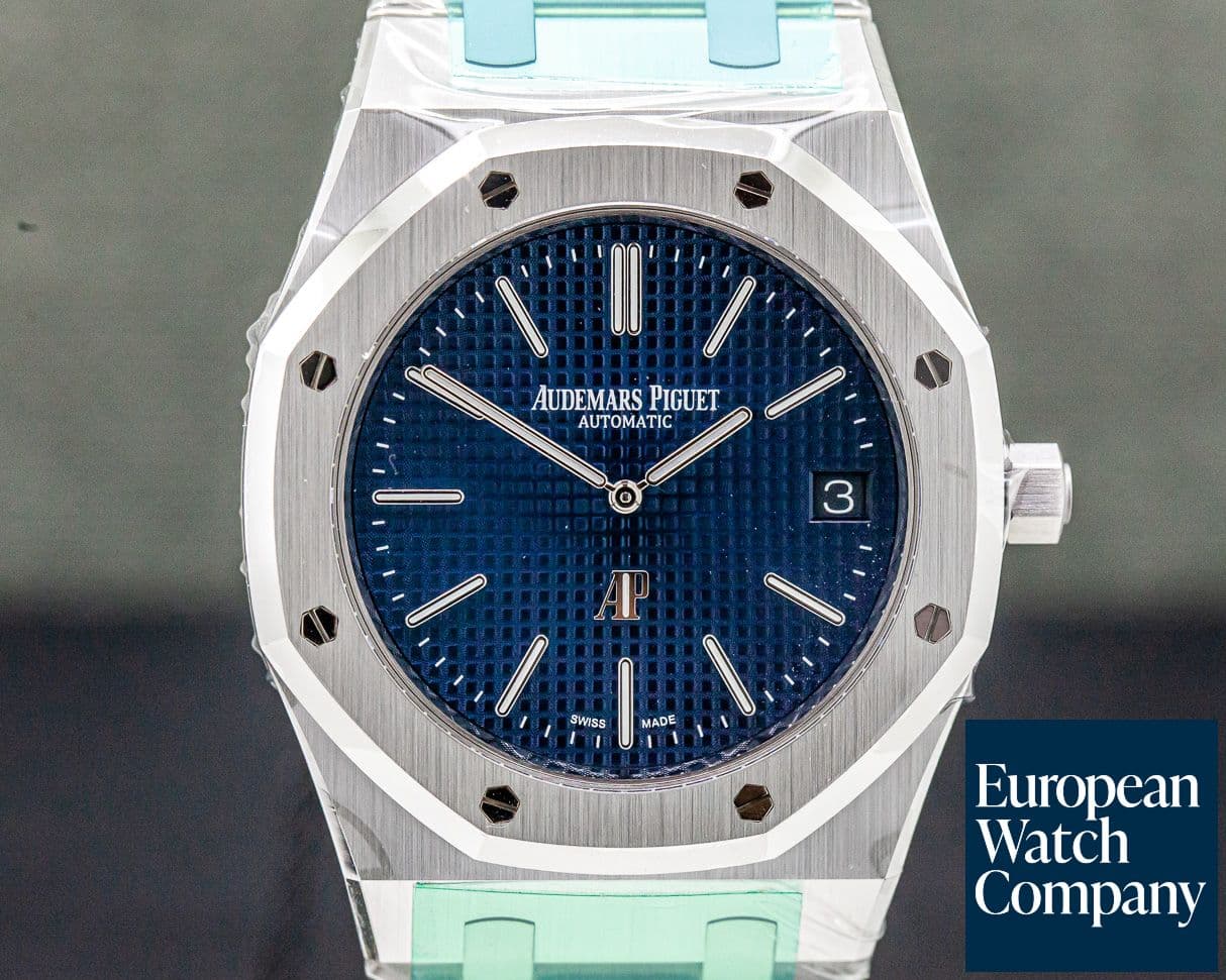 Image of Audemars Piguet Royal Oak Extra Thin Blue Dial SS 15202ST UNWORN STICKERED