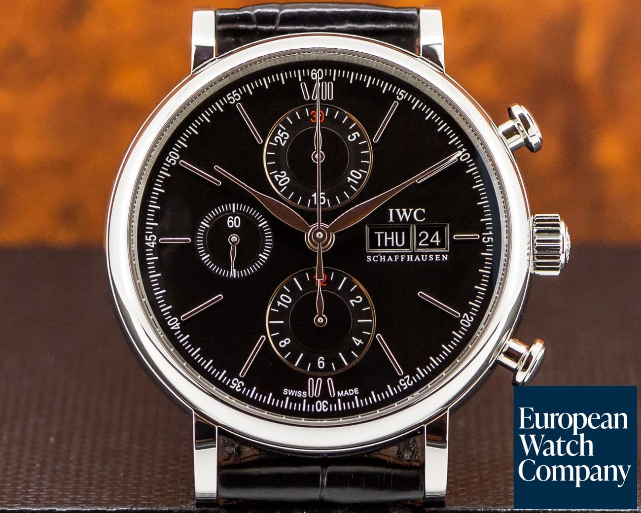 Image of IWC Portofino Chronograph SS Black Dial 