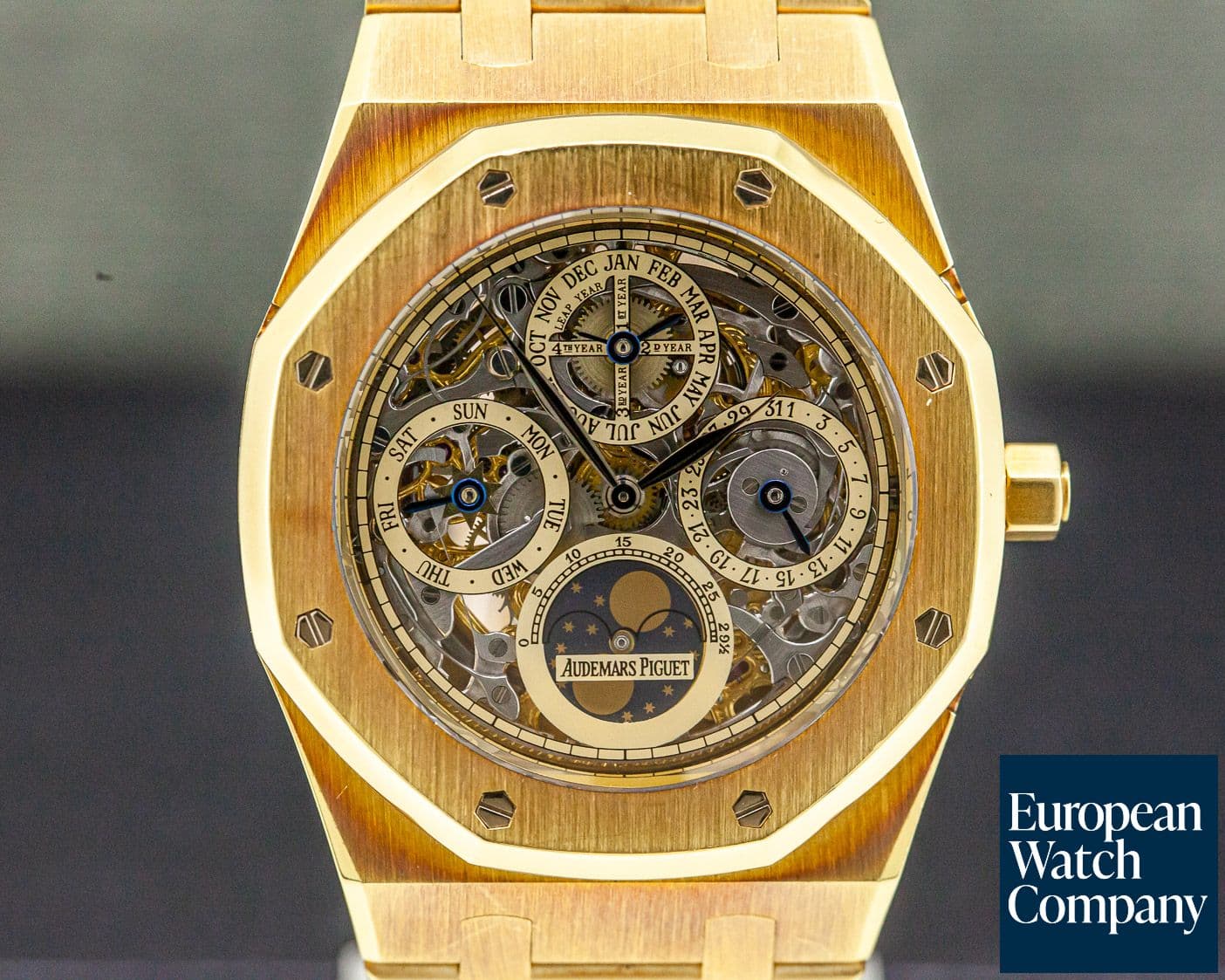Image of Audemars Piguet Royal Oak Openworked Perpetual Calendar 18k Yellow FULL SET WOW