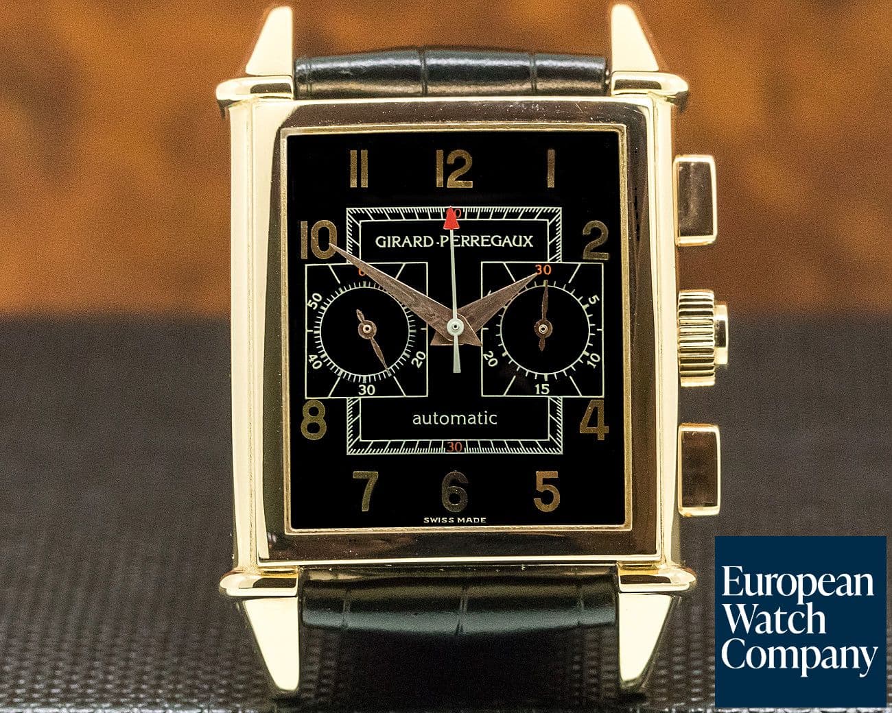 Image of Girard Perregaux Vintage 1945 Chronograph 18k Rose Gold Black Dial