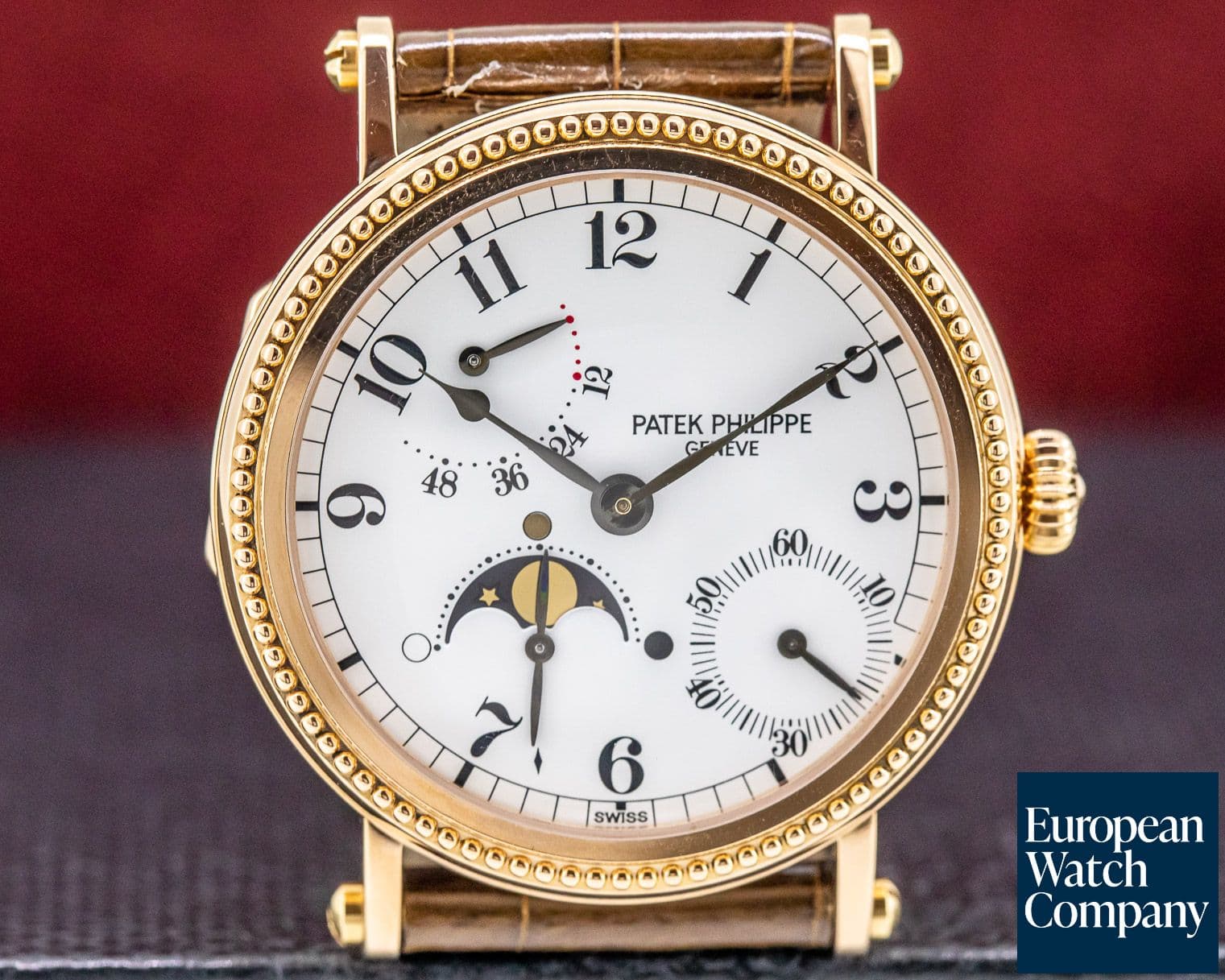 Image of Patek Philippe Moonphase Power Reserve 18K Rose Gold Hobnail Bezel 
