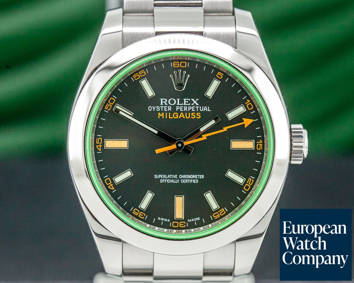 Image of Rolex Milgauss SS Black Dial Green Crystal

