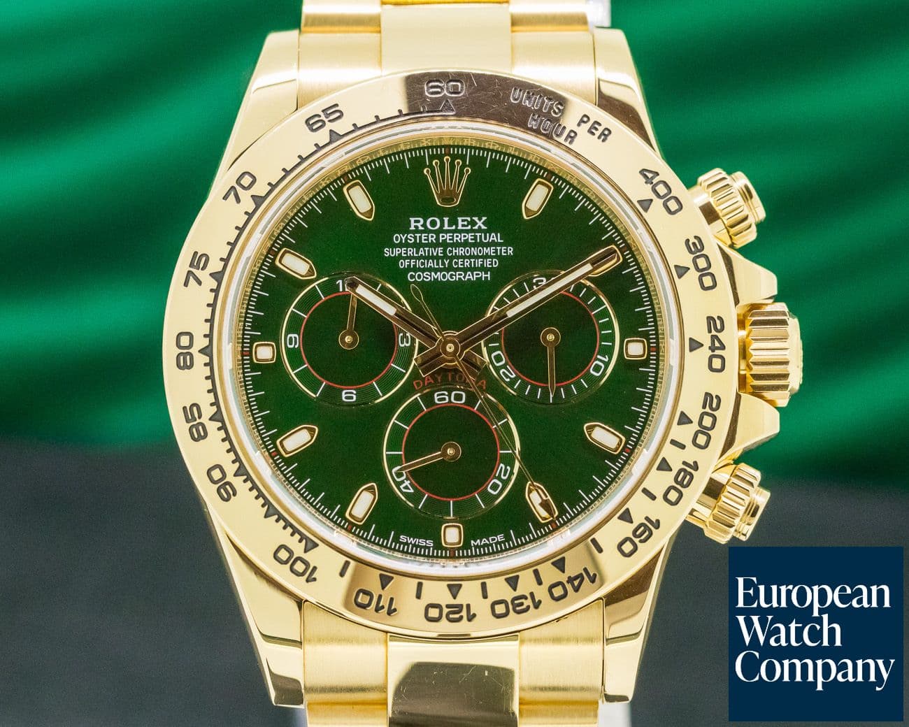 Image of Rolex Daytona 18k Yellow Gold / Bracelet GREEN DIAL 