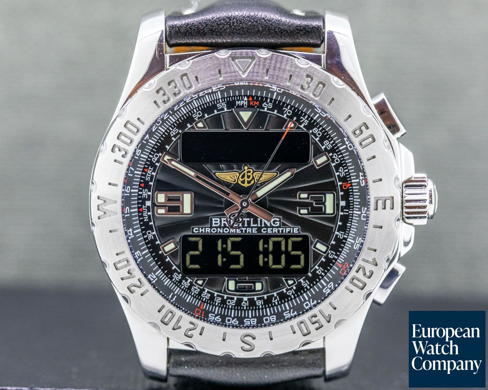 Image of Breitling Airwolf Black Dial SS / Leather