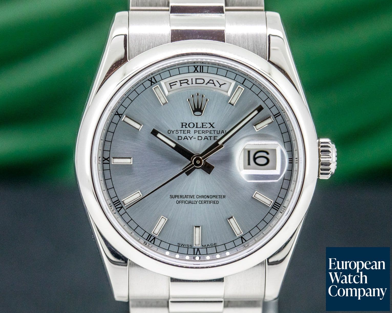 Image of Rolex President Platinum Glacier Roman Dial