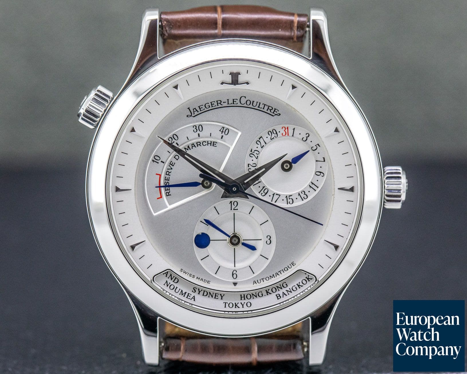 Image of Jaeger LeCoultre Master Geographic Steel Silver Dial / Deployment 