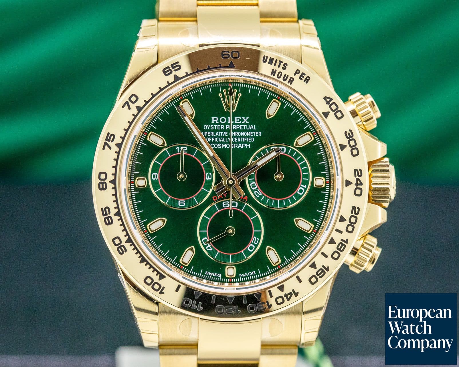 Image of Rolex Daytona 18k Yellow Gold / Bracelet GREEN DIAL UNWORN & STICKERED