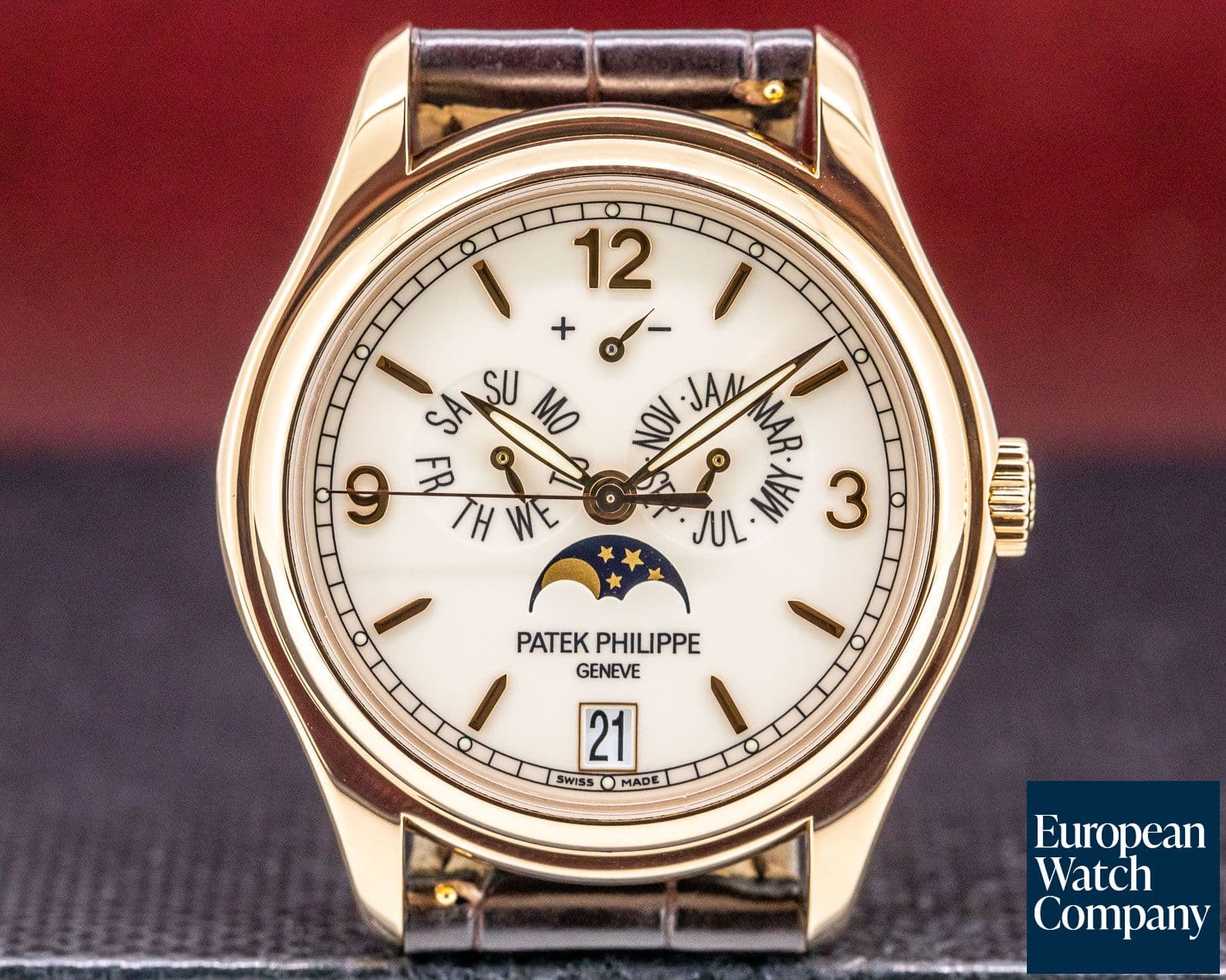 Image of Patek Philippe Annual Calendar 18K Rose Gold Porcelain Dial 39MM
