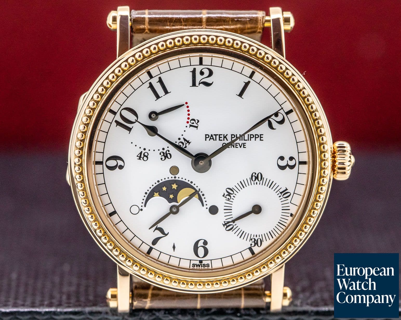 Image of Patek Philippe Moonphase Power Reserve 18K Rose Gold Hobnail Bezel 