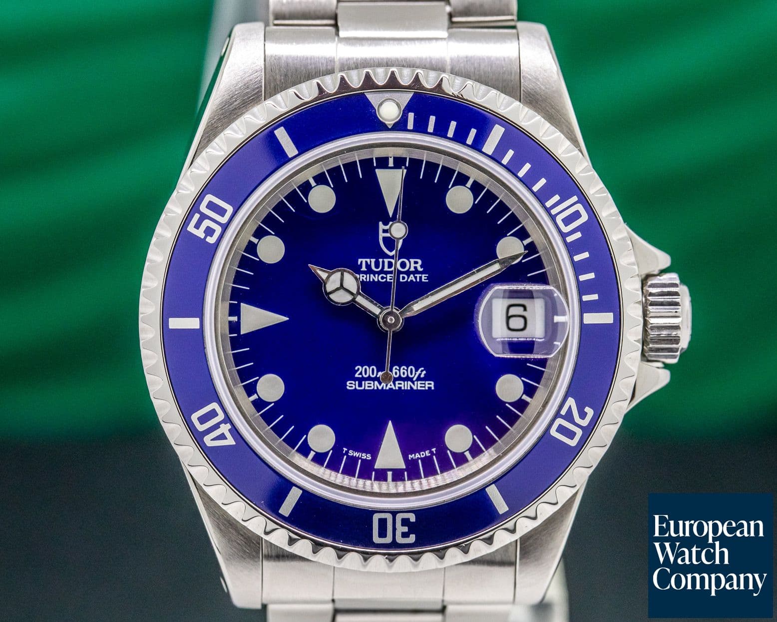 Image of Tudor Submariner Black Matte Blue SS Bracelet / 1997