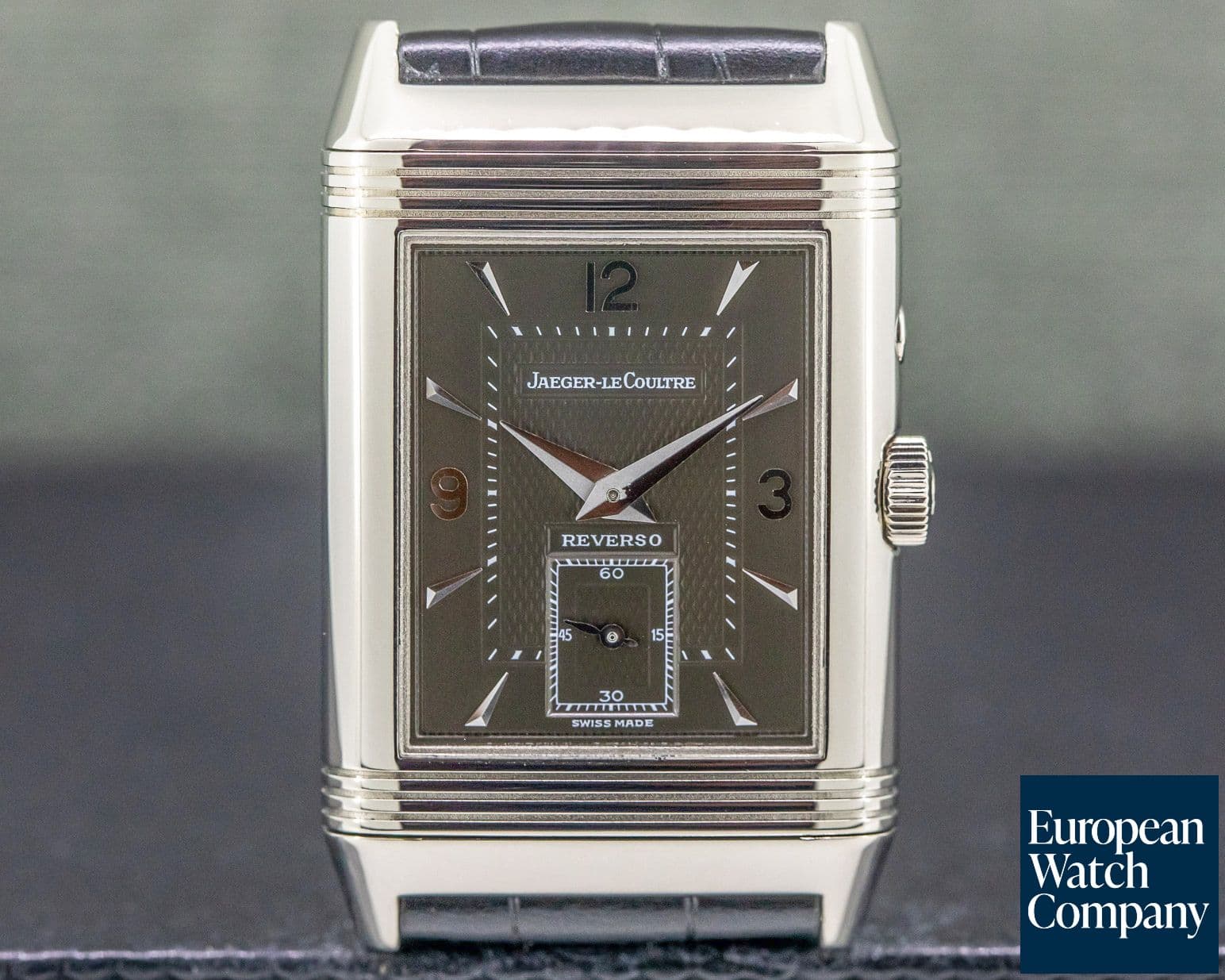 Image of Jaeger LeCoultre Reverso Duo White Gold / Black & Salmon Dial FULL SET 