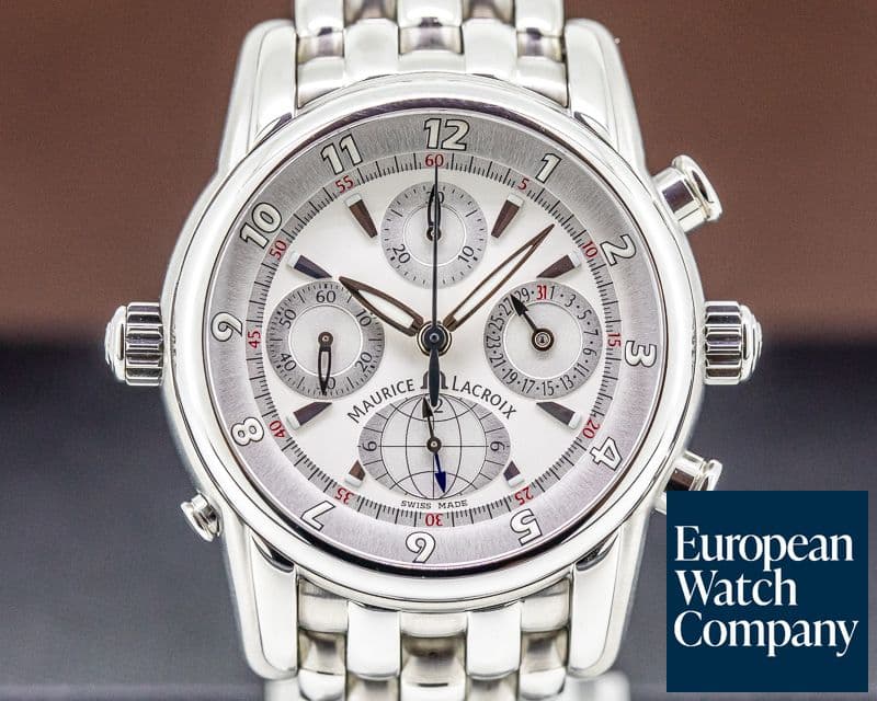 Image of Maurice Lacroix Masterpiece Chronograph Globe GMT Silver Dial SS / SS