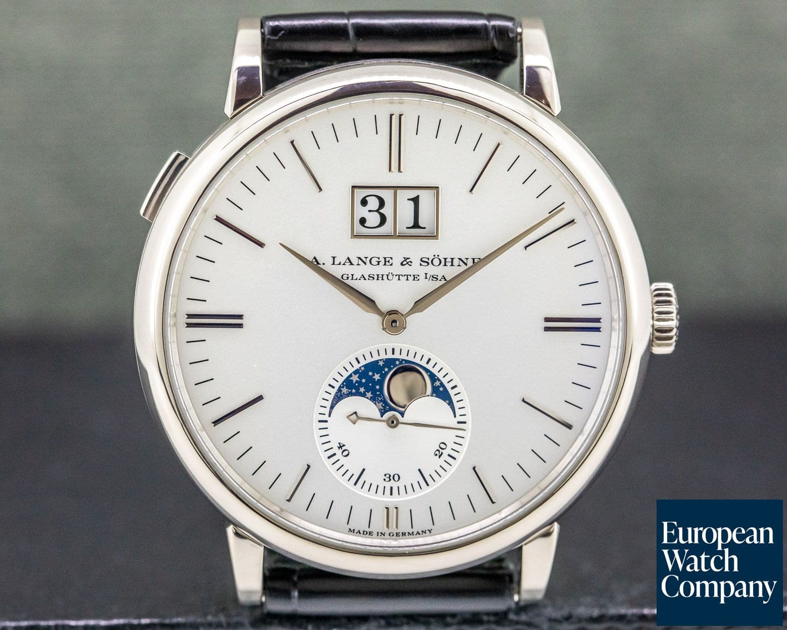 Image of A. Lange and Sohne Saxonia Moon Phase Automatik 18K White Gold / Silver Dial 