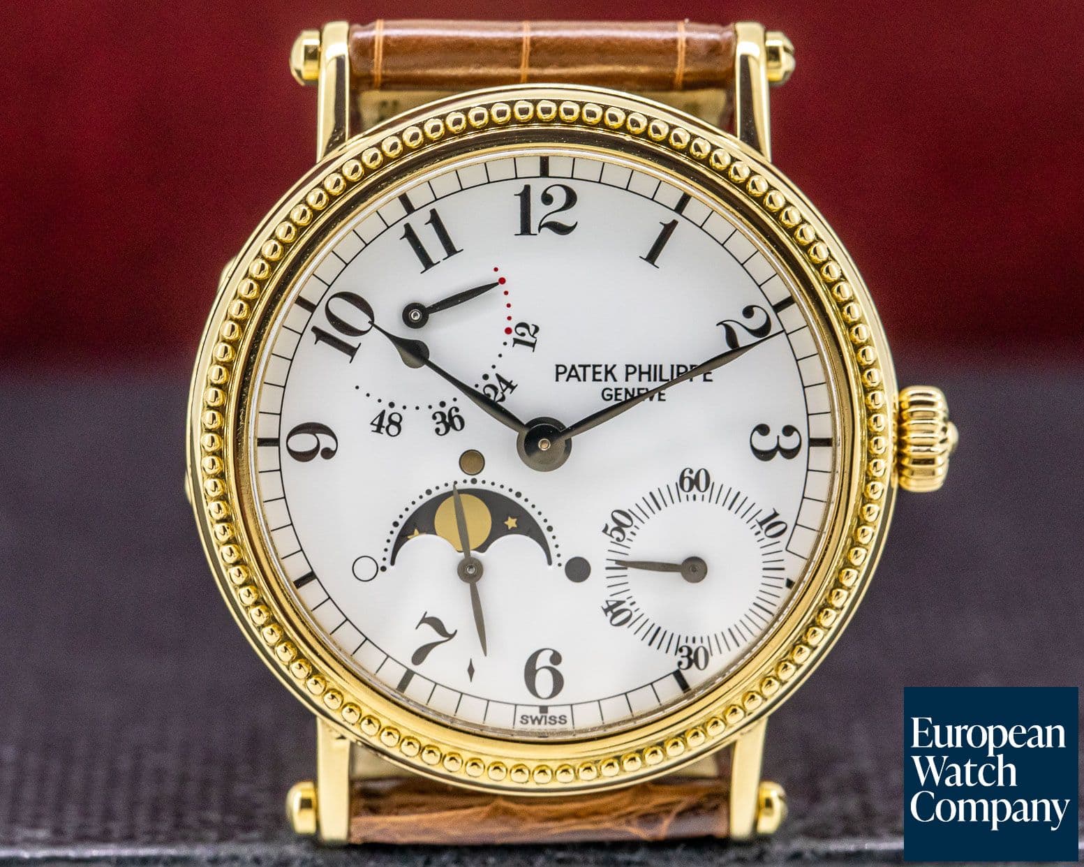Image of Patek Philippe Moonphase Power Reserve 18K Yellow Gold Hobnail Bezel 