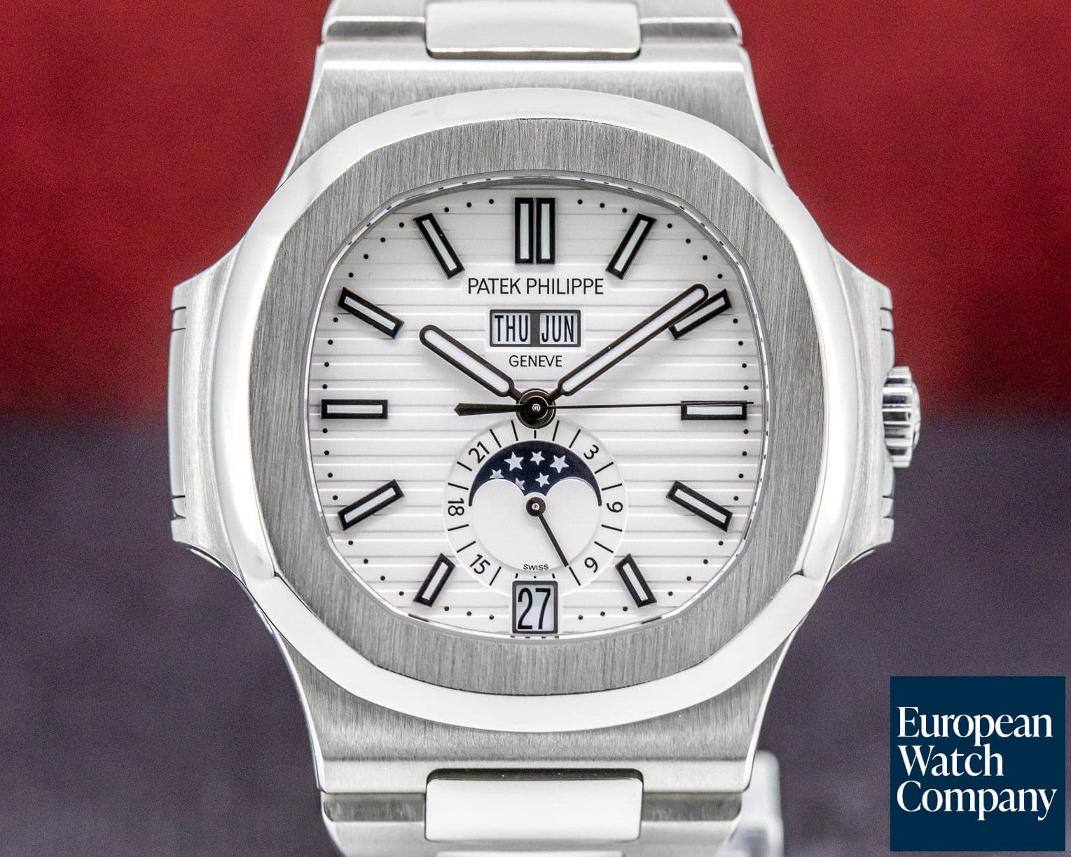 Image of Patek Philippe Nautilus Annual Calendar Moon White Dial SS FULL SET