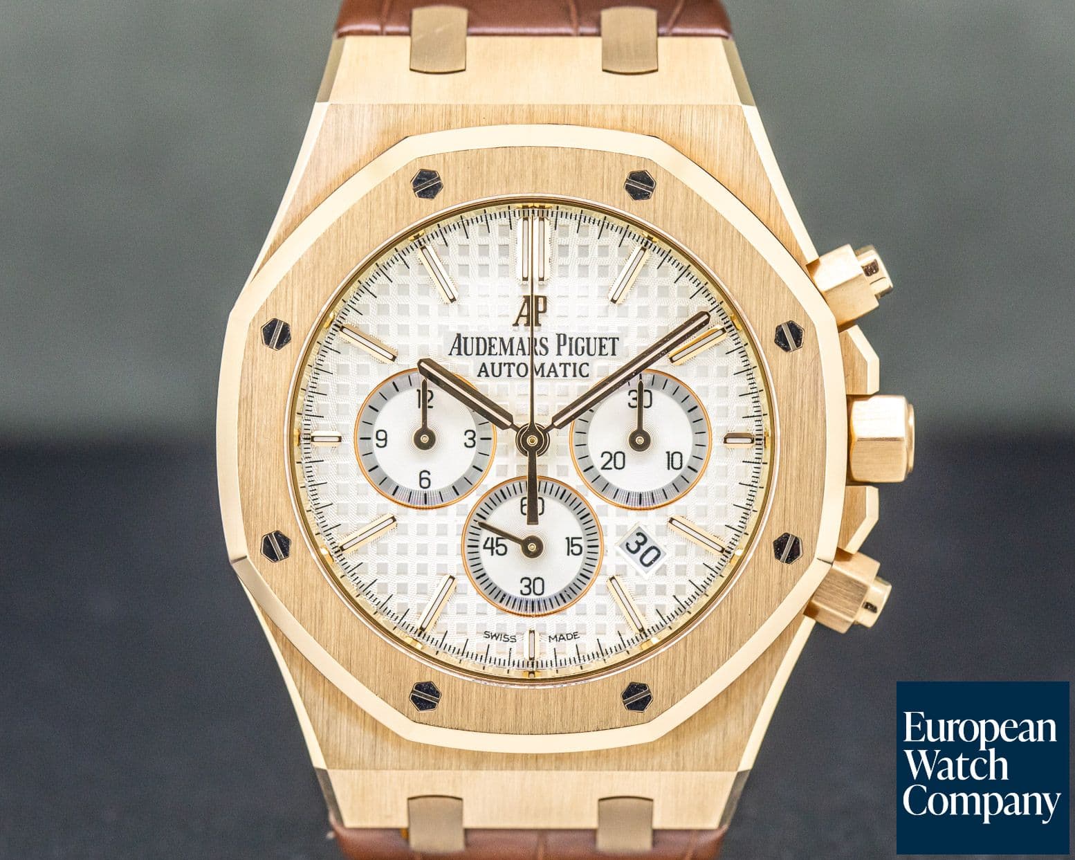 Image of Audemars Piguet Royal Oak Chronograph Silver Dial / Brown Strap 