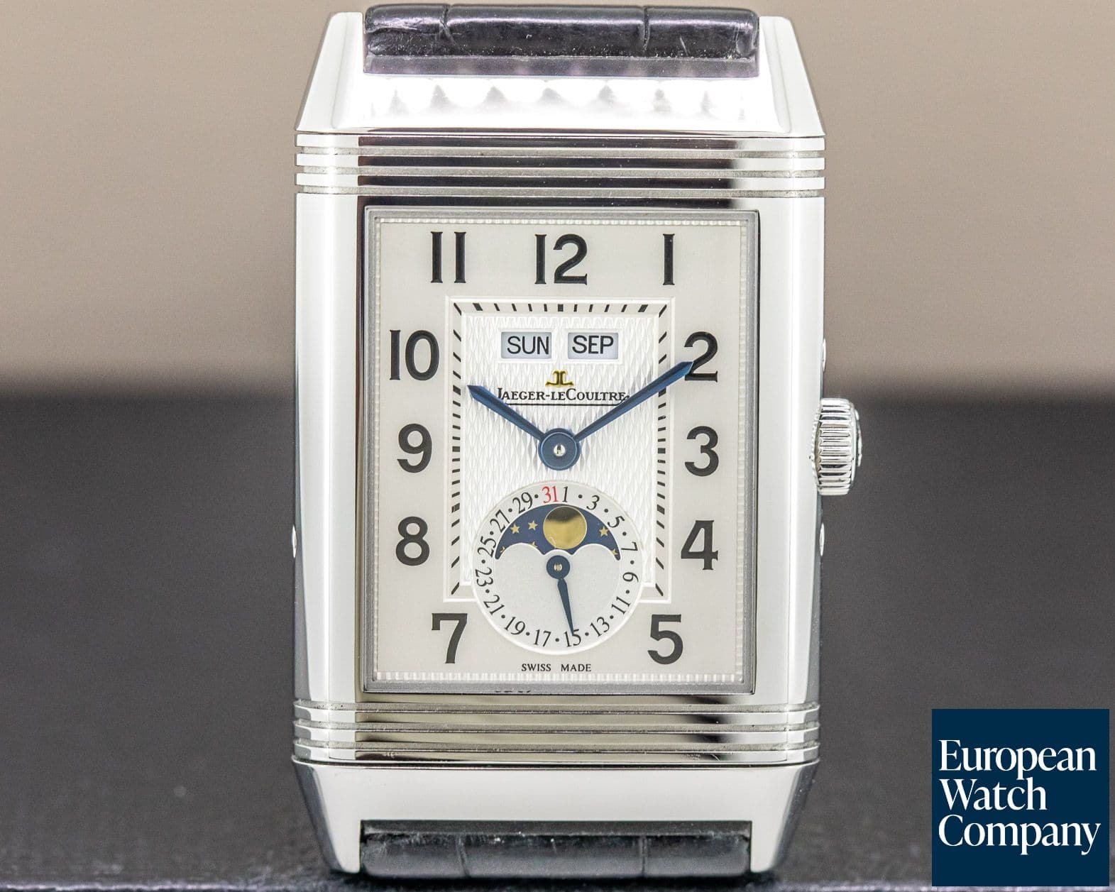 Image of Jaeger LeCoultre Reverso Grande Calendar SS Silver Dial 