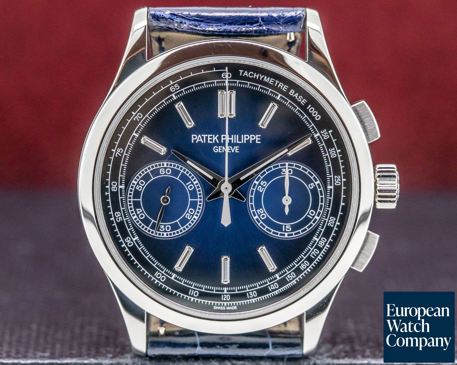 Image of Patek Philippe Chronograph Platinum Blue Diamond Dial FULL SET  