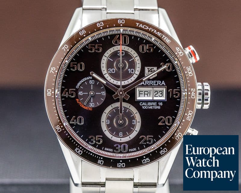 Image of TAG Heuer Carrera Day Date Chronograph SS Brown Dial / SS