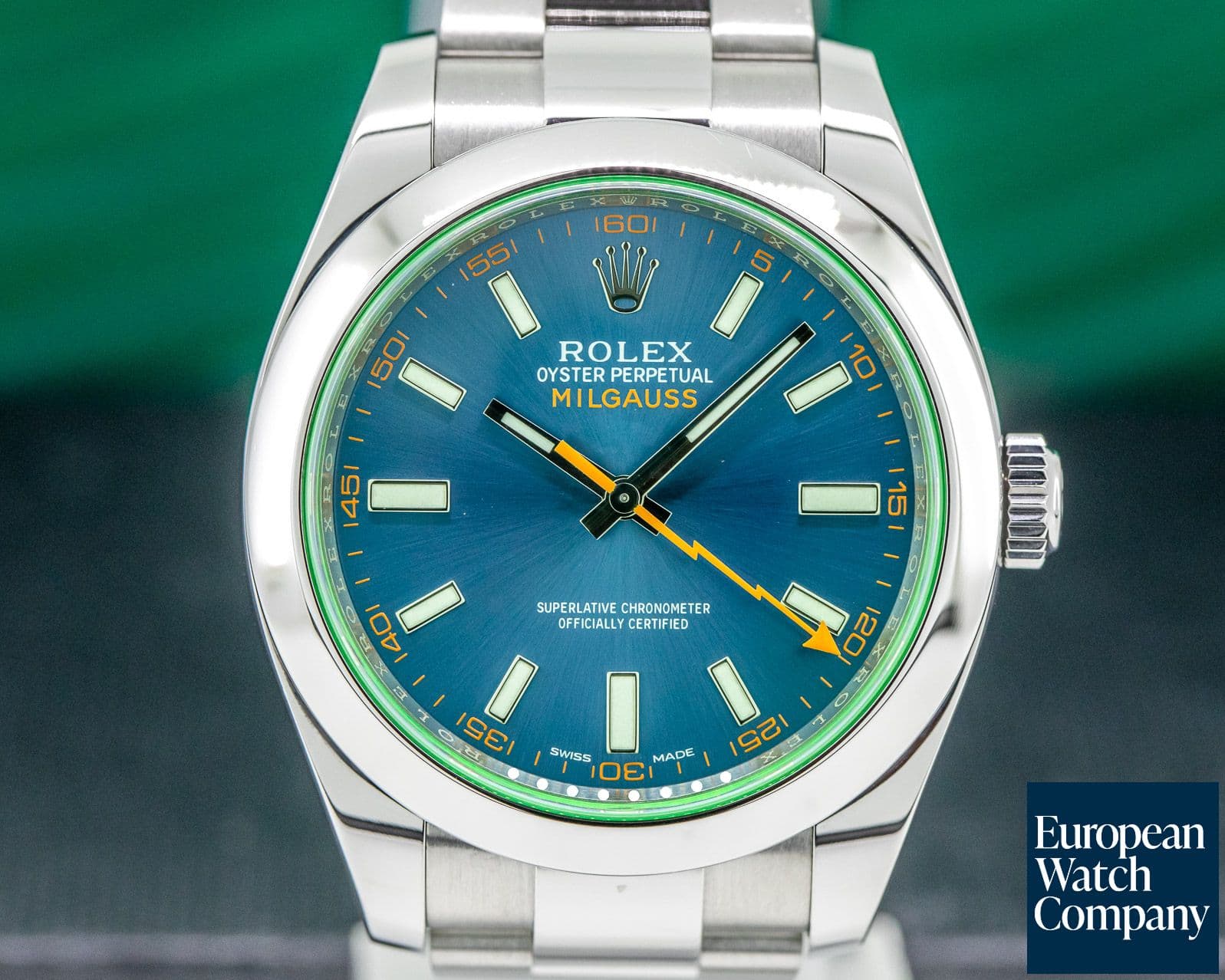Image of Rolex Milgauss SS Blue Dial Green Crystal
