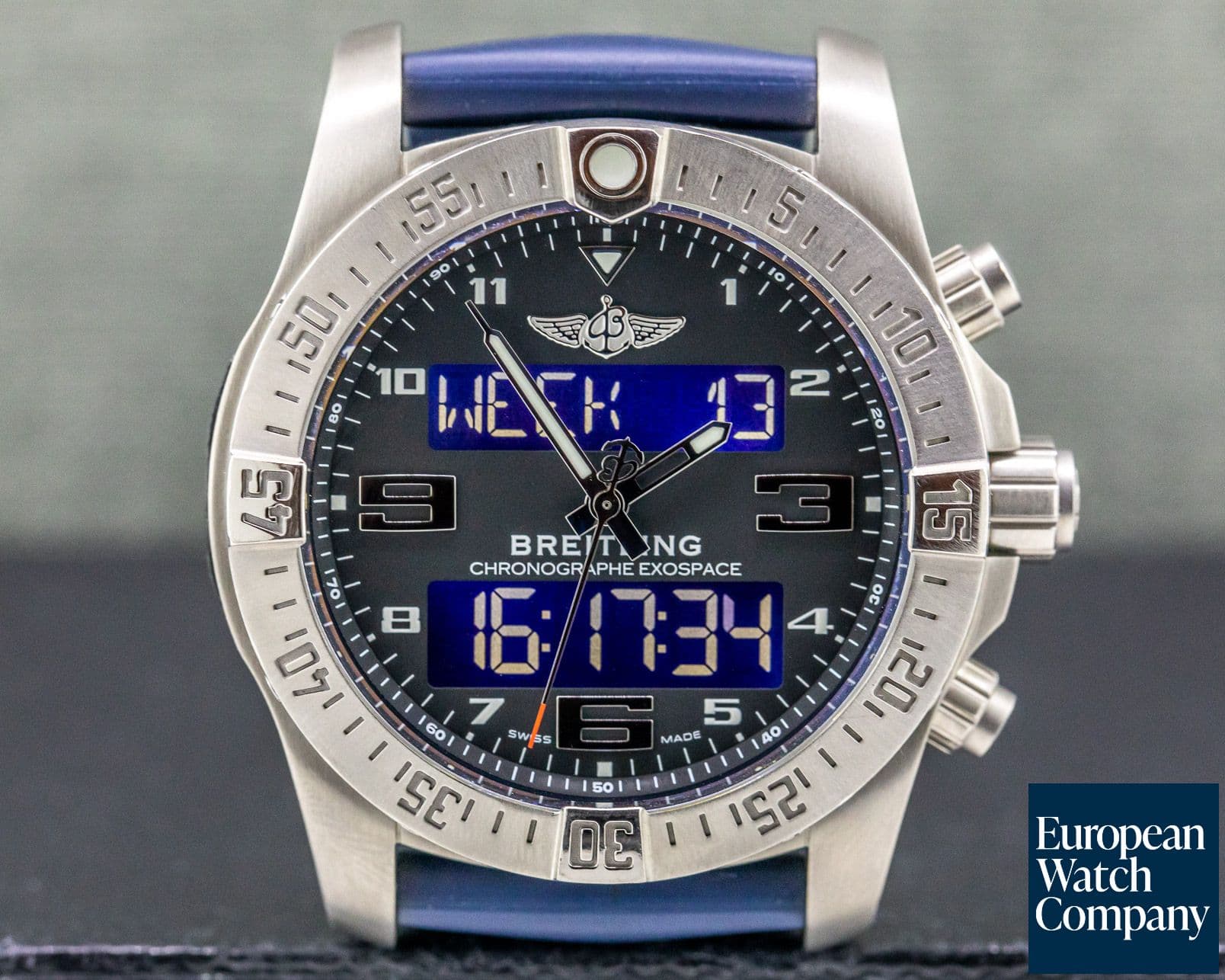 Image of Breitling Exospace B55 Connected Titanium / Grey Dial Blue Rubber Strap
