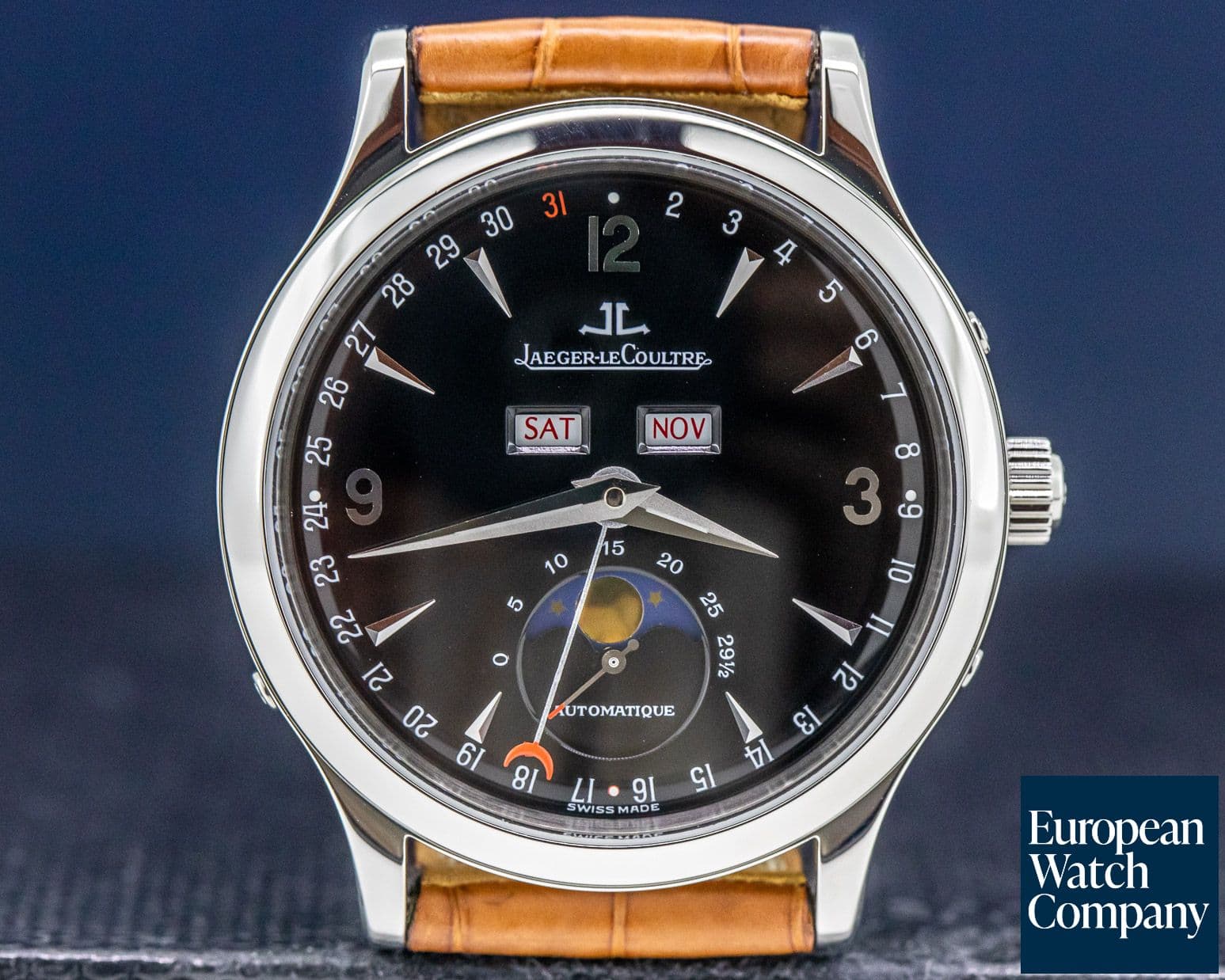 Image of Jaeger LeCoultre Master Moon SS Black Dial 