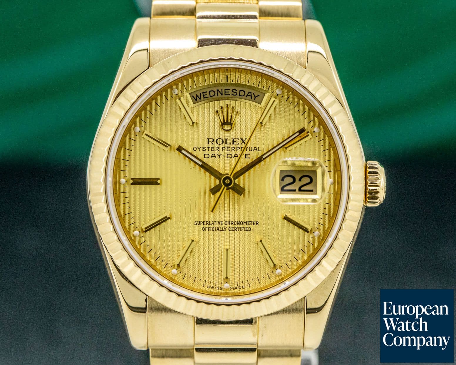 Image of Rolex Day Date President Champagne Tapestry Dial 18K Yellow Gold 