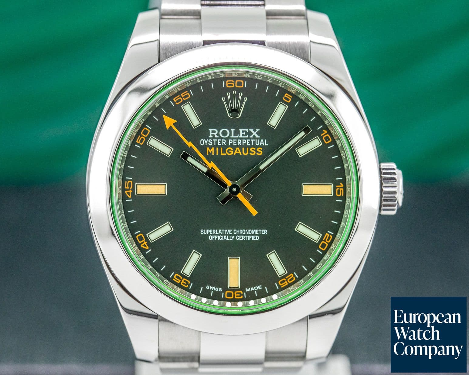 Image of Rolex Milgauss SS Black Dial Green Crystal
