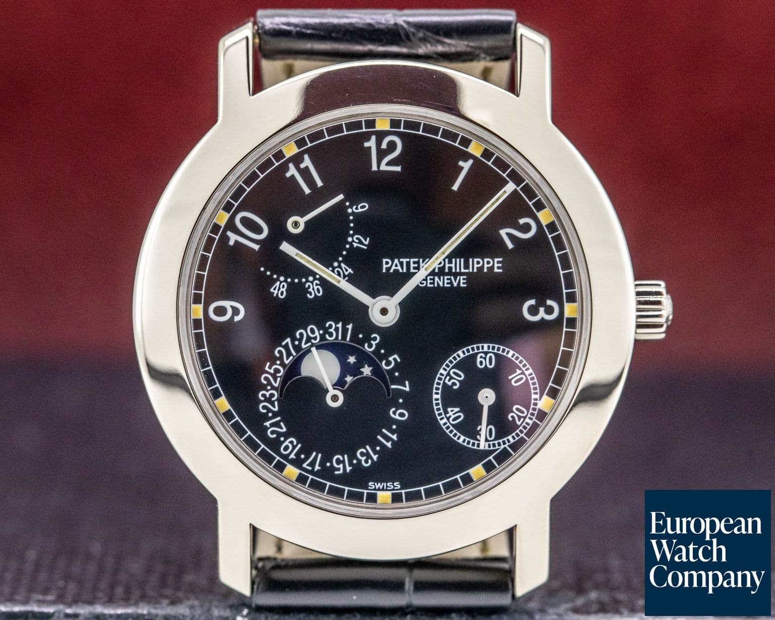 Image of Patek Philippe Moon Phase Power Reserve Black Dial 18K White Gold 
