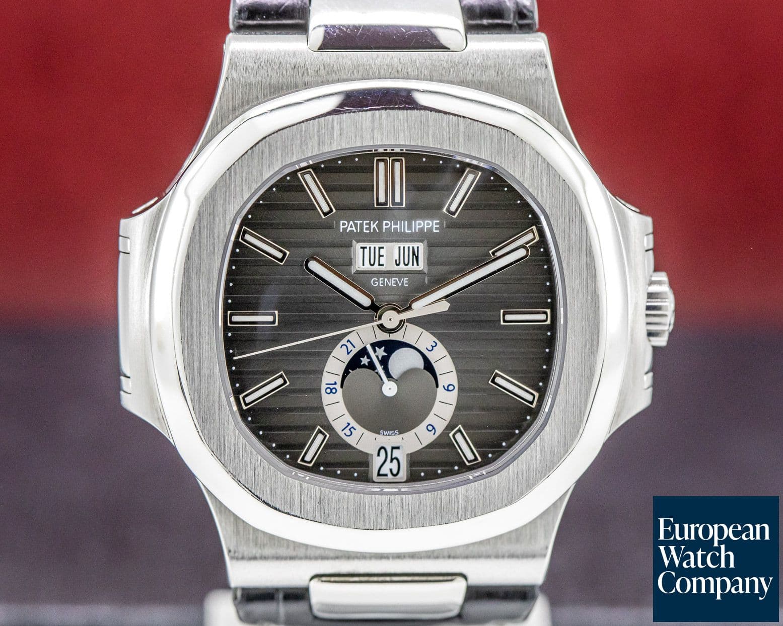 Image of Patek Philippe Nautilus Annual Calendar Moon SS Grey Dial 