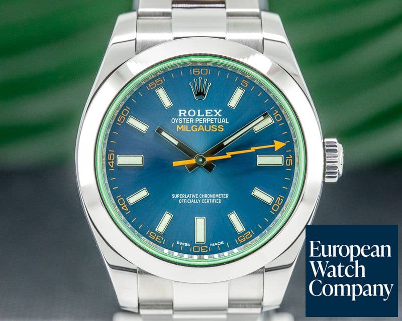 Image of Rolex Milgauss Blue Dial Green Crystal 