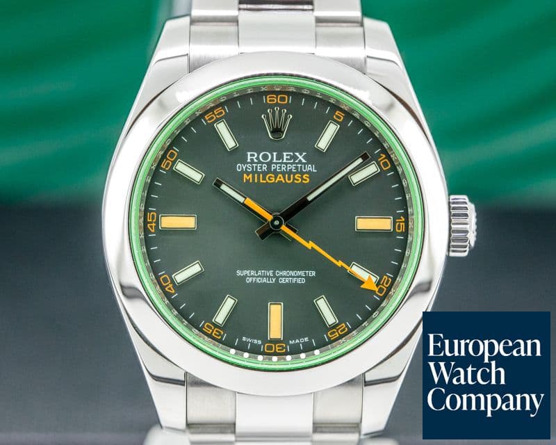 Image of Rolex Milgauss SS Black Dial Green Crystal
