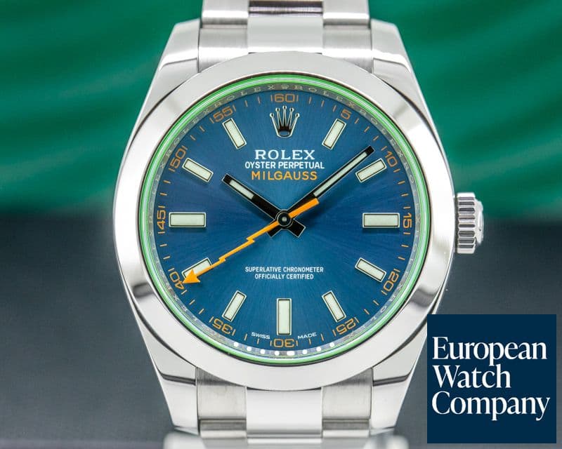 Image of Rolex Milgauss SS Blue Dial Green Crystal
