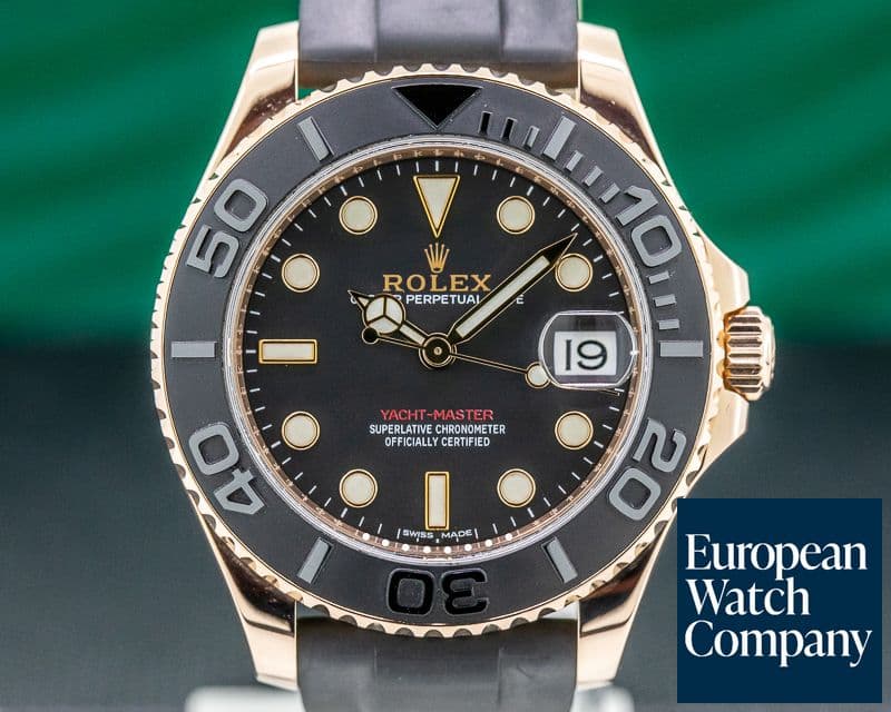 Image of Rolex Yacht Master 18K Rose Gold / Rubber MIDSIZE 37MM