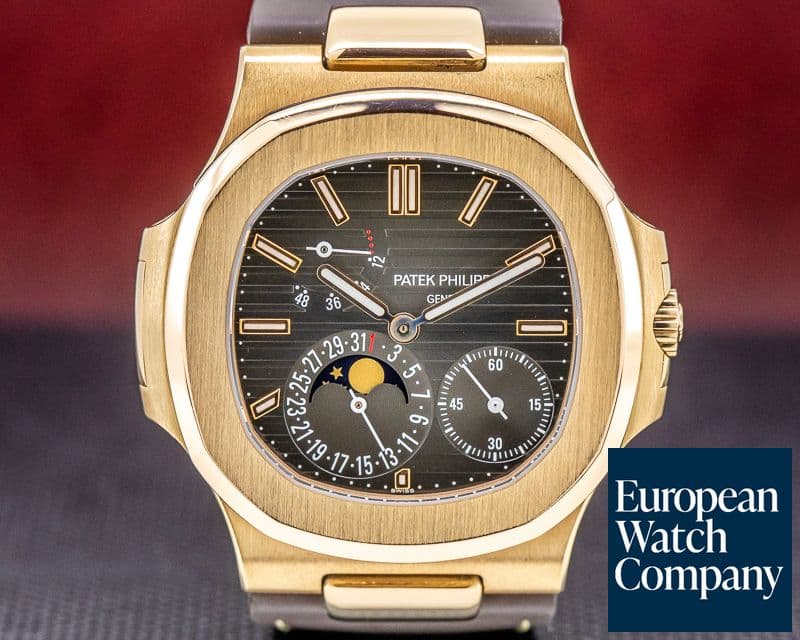Image of Patek Philippe Jumbo Nautilus Power Reserve Moon 18K Rose Gold FULL SET