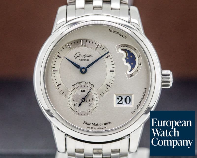 Image of Glashutte Original PanoMaticLunar SS Silver Dial Bracelet