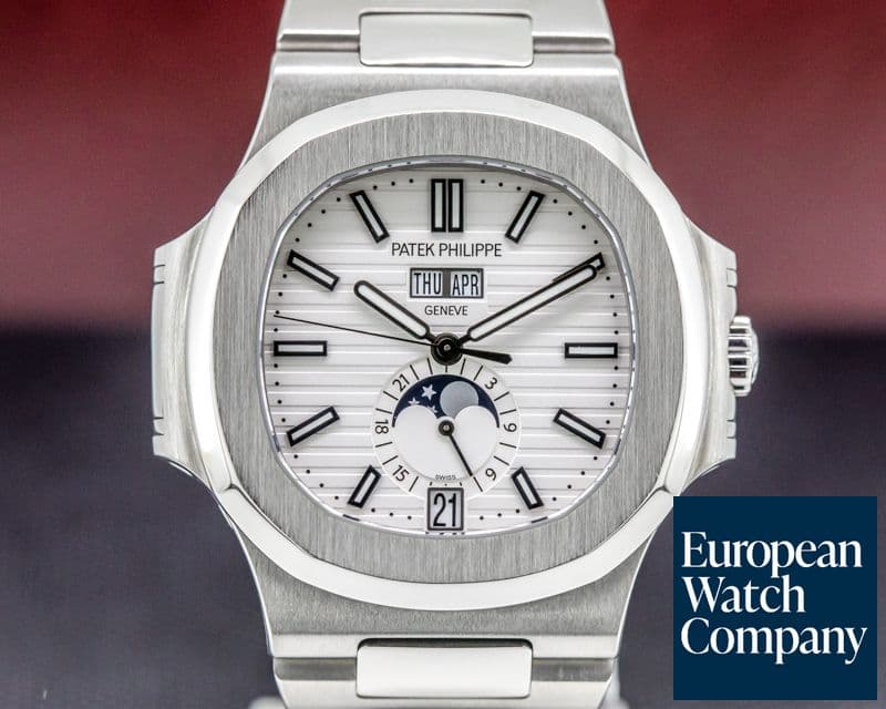 Image of Patek Philippe Nautilus Annual Calendar Moon White Dial SS FULL SET