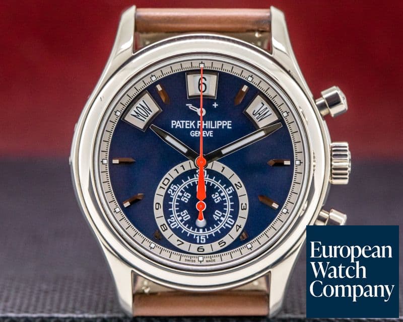 Image of Patek Philippe Annual Calendar Chronograph White Gold Blue Dial 

