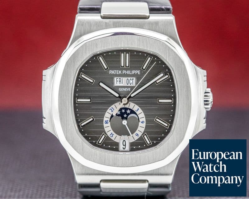 Image of Patek Philippe Nautilus Annual Calendar Moon SS Grey Dial 