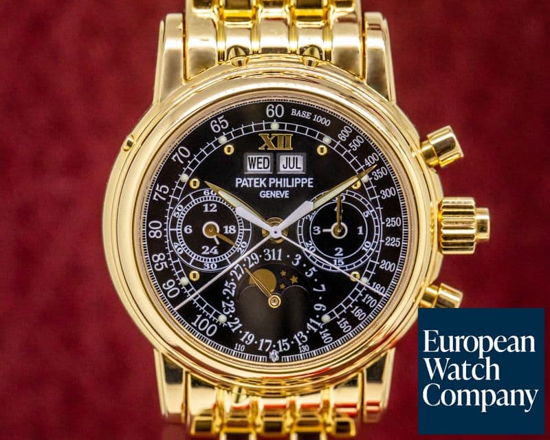 Image of Patek Philippe Perpetual Split 5004 "Michael Ovitz" YG / Bracelet Black Dial UNIQUE 