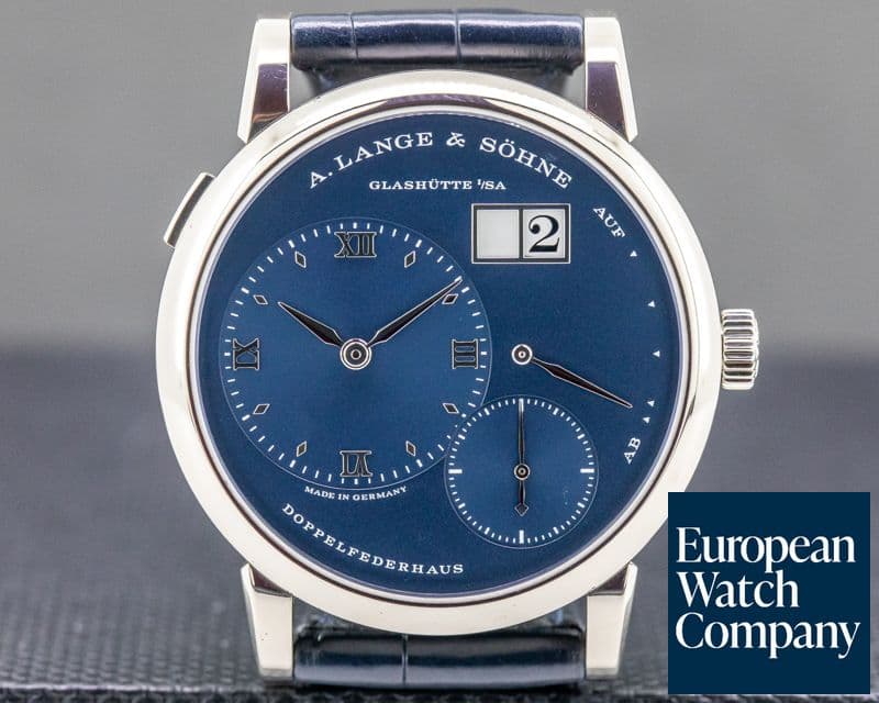 Image of A. Lange and Sohne Lange 1 Blue Dial NEW MODEL 18k White Gold DISCONTINUED 