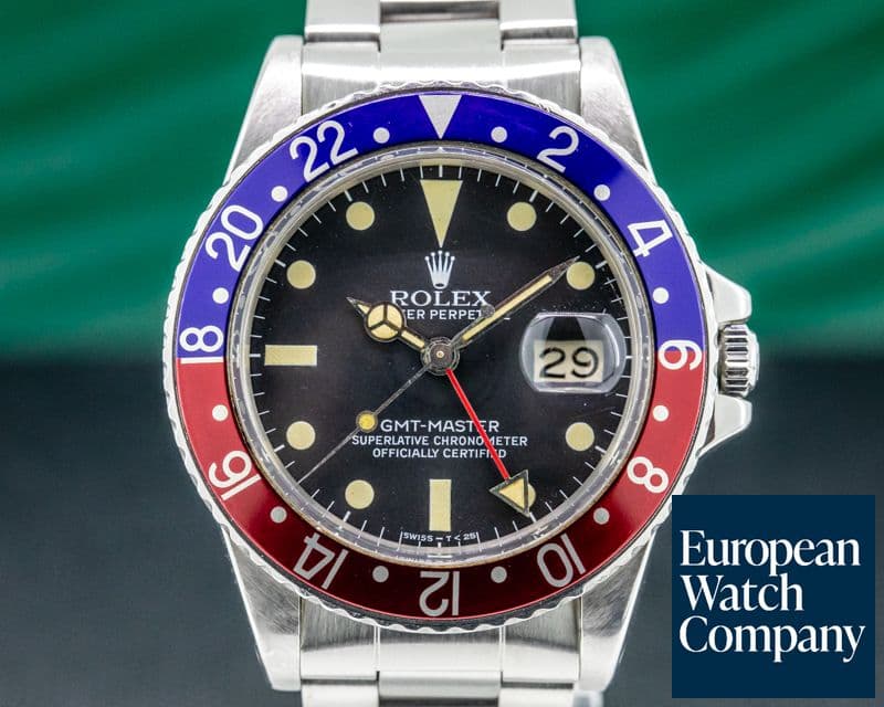 Image of Rolex GMT Master Transitional  "Pepsi Bezel" Matte Dial Circa 1980