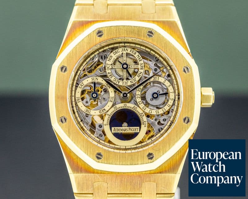 Image of Audemars Piguet Royal Oak Openworked Skeleton Perpetual Calendar 18k Yellow FULL SET WOW