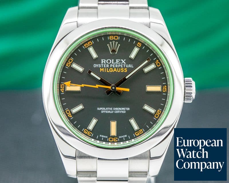 Image of Rolex Milgauss SS Black Dial Green Crystal
